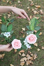 Artificial Flowers 50pcs Real Looking Blush Heirloom Foam Fake Roses with Stems for DIY Wedding Bouquets Pink, alternate view