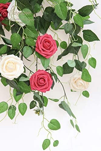 Artificial Flowers 50pcs Real Looking Champagne Foam Fake Roses with Stems for DIY Wedding Bouquets Bridal, alternate view 6