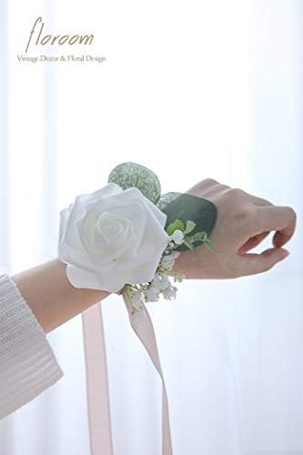 Artificial Flowers 50pcs Realistic White Foam Fake Roses with Stems for DIY Wedding Bouquets Baby Shower, alternate view 2