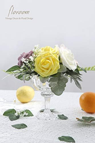 Artificial Flowers 50pcs Realistic White Foam Fake Roses with Stems for DIY Wedding Bouquets Baby Shower, alternate view 3