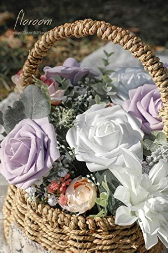 Artificial Flowers 50pcs Realistic White Foam Fake Roses with Stems for DIY Wedding Bouquets Baby Shower, alternate view 4