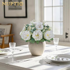Artificial Flowers Ball Centerpiece: White Fake Kissing Rose, 10 Pcs in Pure White, alternate view 2