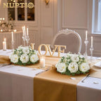 Artificial Flowers Ball Centerpiece: White Fake Kissing Rose, 10 Pcs in Pure White, alternate view 4