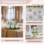 Artificial Flowers Ball Centerpiece: White Fake Kissing Rose, 10 Pcs in Pure White, alternate view 6