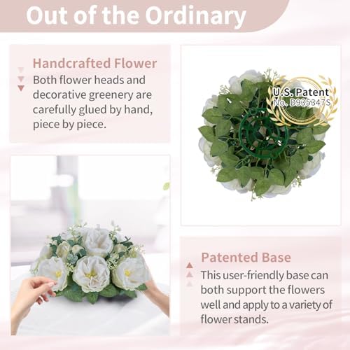 Artificial Flowers Ball Centerpieces: White Fake Kissing Rose, 2 Pcs in Pure White, alternate view 5