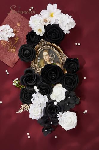 Artificial Flowers Black and White Silk Flowers for Wedding Decor, alternate view 2