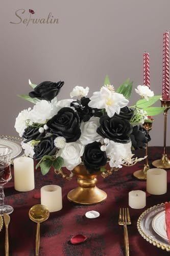 Artificial Flowers Black and White Silk Flowers for Wedding Decor, alternate view 3