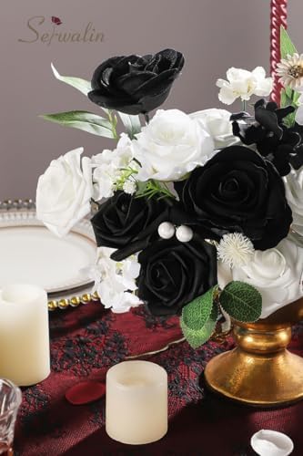 Artificial Flowers Black and White Silk Flowers for Wedding Decor, alternate view 5