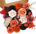 Artificial Flowers Black Flowers Mix Silk Flowers Fake Roses with Stems for DIY Wedding Bridal Bouquets, Baby