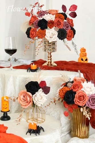 Artificial Flowers Black Flowers Mix Silk Flowers Fake Roses with Stems for DIY Wedding Bridal Bouquets, Baby, alternate view