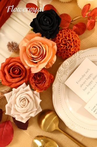 Artificial Flowers Black Flowers Mix Silk Flowers Fake Roses with Stems for DIY Wedding Bridal Bouquets, Baby, alternate view