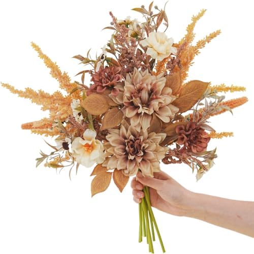 Artificial Flowers Bouquet, Terracotta Fake Flowers for Vase