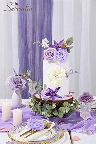 Artificial Flowers Combo Blue Fake Flowers for Wedding Home Decor, alternate view 2