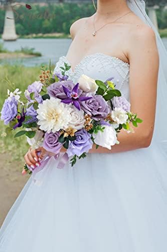 Artificial Flowers Combo Blue Fake Flowers for Wedding Home Decor, alternate view 5