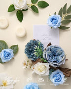 Artificial Flowers Combo Box Blue Fake Rose Flower for Wedding Decorations, alternate view 4