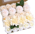 Artificial Flowers Combo Box Champagne Fake Rose Flower for Wedding Decor in Ivory