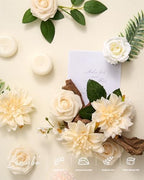 Artificial Flowers Combo Box Champagne Fake Rose Flower for Wedding Decor in Ivory, alternate view 5