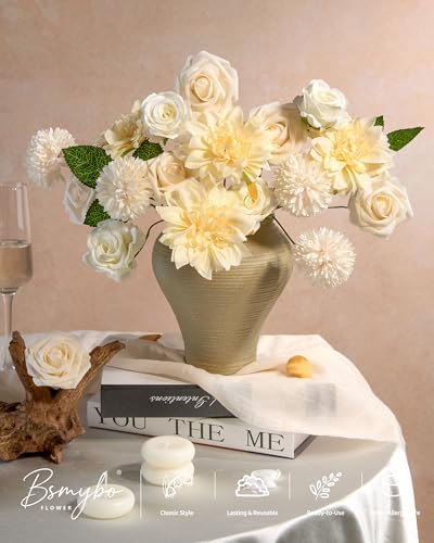 Artificial Flowers Combo Box Champagne Fake Rose Flower for Wedding Decor (Pack of 2) in Ivory, alternate view 4