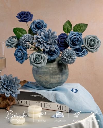 Artificial Flowers Combo Box Dusty Blue Fake Flower for Wedding Decorations in Dusty Blue, alternate view 2