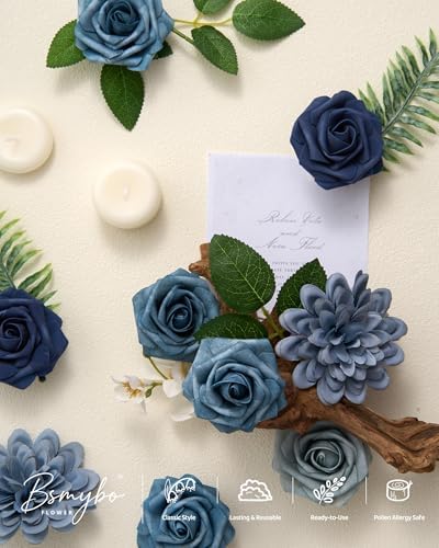Artificial Flowers Combo Box Dusty Blue Fake Flower for Wedding Decorations in Dusty Blue, alternate view 4