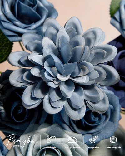 Artificial Flowers Combo Box Dusty Blue Fake Flower for Wedding Decorations in Dusty Blue, alternate view 6