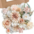 Artificial Flowers Combo Box Set Champagne Fake Flower Leaf Box with Stems for DIY Wedding Bouquets Centerpieces