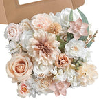 Artificial Flowers Combo Box Set Champagne Fake Flower Leaf Box with Stems for DIY Wedding Bouquets Centerpieces
