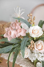 Artificial Flowers Combo Box Set Champagne Fake Flower Leaf Box with Stems for DIY Wedding Bouquets Centerpieces, alternate