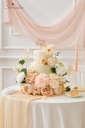 Artificial Flowers Combo Box Set Champagne Fake Flowers for DIY Table Centerpieces for Thanksgivings Day Bridal, alternate