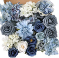 Artificial Flowers Combo Box Set Dusty Blue Flowers for DIY Wedding Bouquet Arrangements Bridal Shower Party