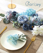 Artificial Flowers Combo Box Set Dusty Blue Flowers for DIY Wedding Bouquet Arrangements Bridal Shower Party, alternate view