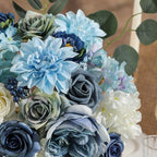 Artificial Flowers Combo Box Set Dusty Blue Flowers for DIY Wedding Bouquet Arrangements Bridal Shower Party, alternate view