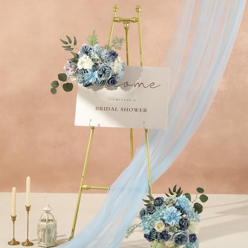 Artificial Flowers Combo Box Set Dusty Blue Flowers for DIY Wedding Bouquet Arrangements Bridal Shower Party, alternate view
