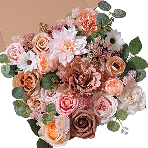Artificial Flowers Combo Box Set Faux Flowers Bulk Flower Leaf with Stems for DIY Wedding Bouquets Centerpieces