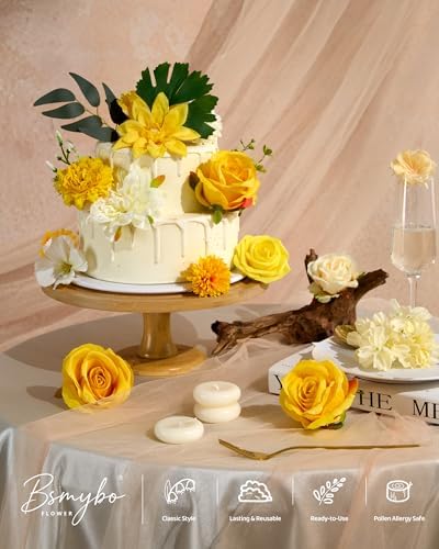 Artificial Flowers Combo Box Yellow Fake Flower for Wedding Decorations in Yellow, alternate view 2