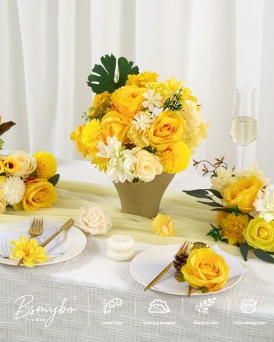 Artificial Flowers Combo Box Yellow Fake Flower for Wedding Decorations in Yellow, alternate view 4