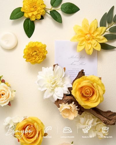 Artificial Flowers Combo Box Yellow Fake Flower for Wedding Decorations in Yellow, alternate view 5