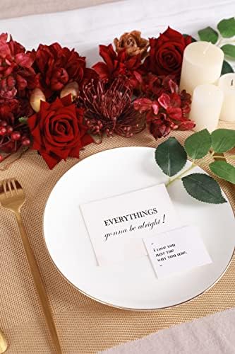 Artificial Flowers Combo Burgundy Flowers Mix Silk Flowers Dahlia Roses with Stems for DIY Wedding Bridal, alternate view 2