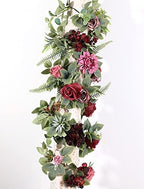 Artificial Flowers Combo Dahlia 25pcs Silk Fake Flowers Roses for DIY Wedding Bouquets Burgundy Centerpieces, alternate view