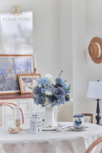 Artificial Flowers Combo, Dahlia Rose Dusty Blue Wedding Flowers in Dusty Blue, alternate view 3
