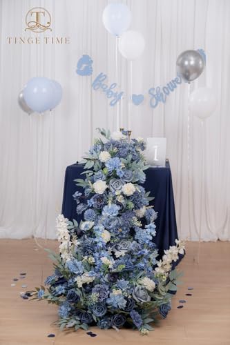 Artificial Flowers Combo, Dahlia Rose Dusty Blue Wedding Flowers in Dusty Blue, alternate view 4