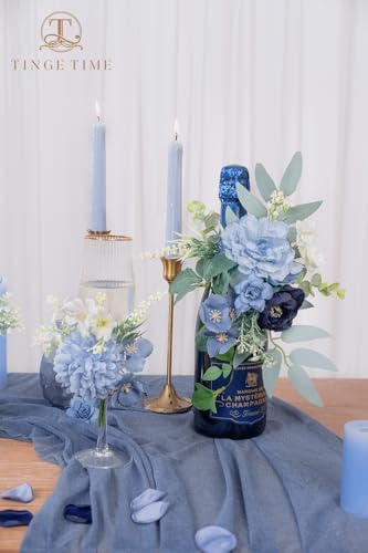 Artificial Flowers Combo, Dahlia Rose Dusty Blue Wedding Flowers in Dusty Blue, alternate view 5