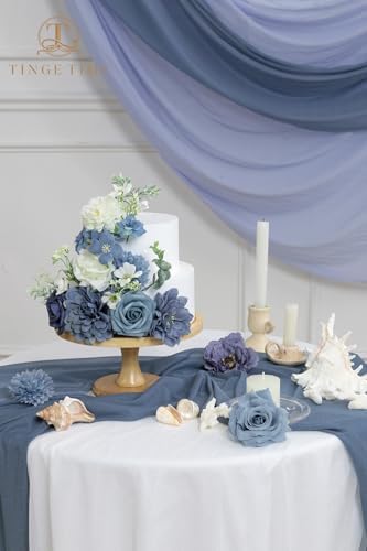 Artificial Flowers Combo, Dahlia Rose Dusty Blue Wedding Flowers in Dusty Blue, alternate view 6