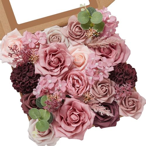 Artificial Flowers Combo Dusty Pink Fake Rose Flower for Wedding in A Baby Dusty Rose