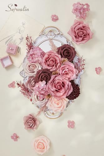 Artificial Flowers Combo Dusty Pink Fake Rose Flower for Wedding in A Baby Dusty Rose, alternate view 2