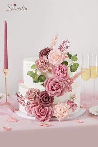 Artificial Flowers Combo Dusty Pink Fake Rose Flower for Wedding in A Baby Dusty Rose, alternate view 4