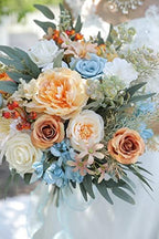 Artificial Flowers Combo Fake Silk Flowers Fall Bouquets for DIY Wedding Bouquets Centerpieces Party Baby Shower, alternate