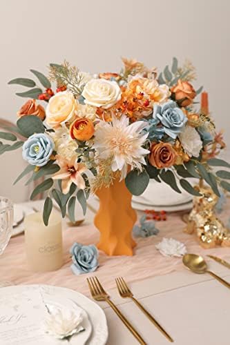 Artificial Flowers Combo Fake Silk Flowers Fall Bouquets for DIY Wedding Bouquets Centerpieces Party Baby Shower, alternate