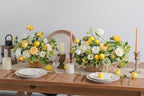 Artificial Flowers Combo Fake Silk Flowers for DIY Wedding Bridal Bouquets Lemon Yellow Fake Foams Rose Flowers, alternate