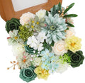 Artificial Flowers Combo Green Flowers Mix Silk Flowers Dahlia Roses with Stems for DIY Wedding Bridal Bouquets